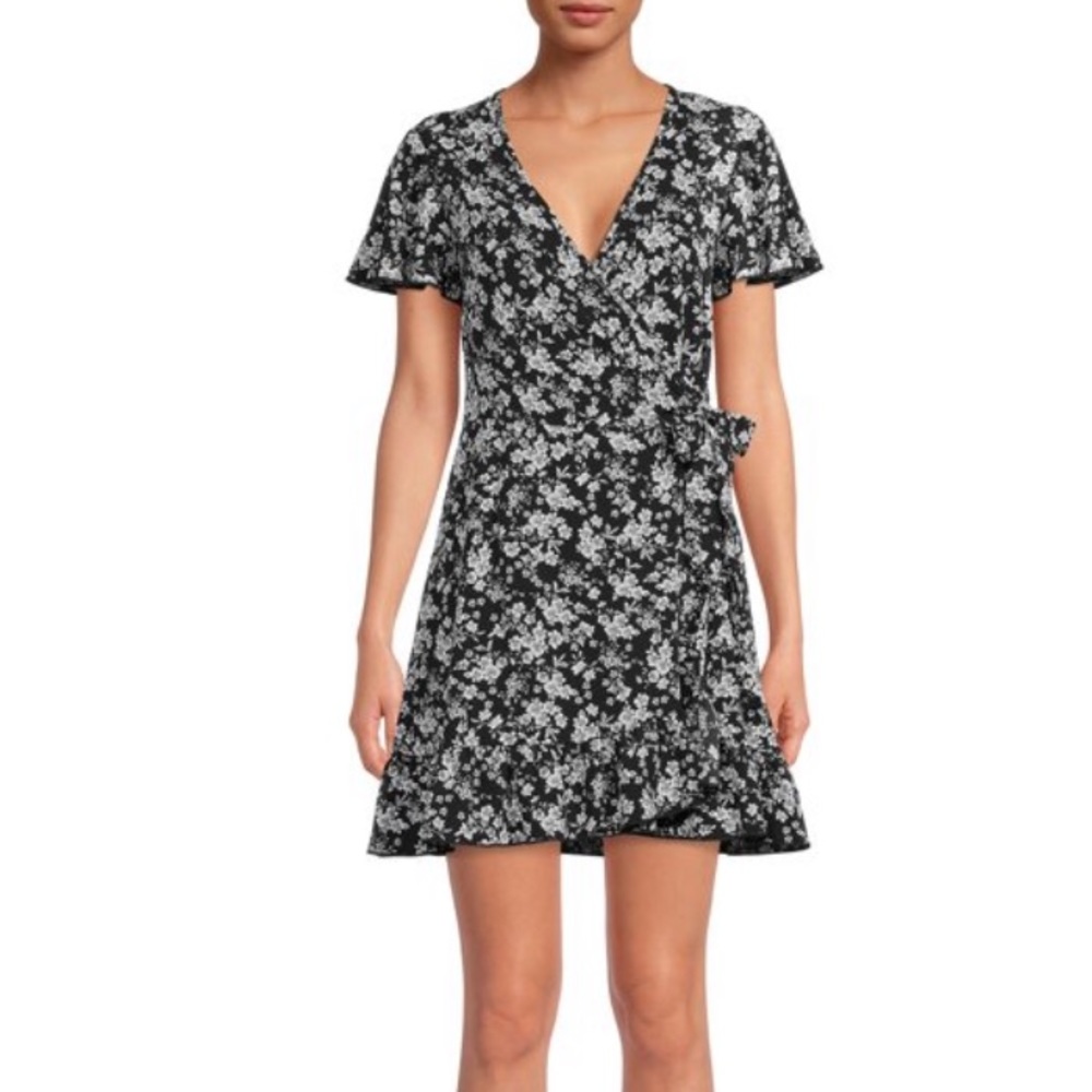 Flutter Sleeve Ruffle Hem Wrap Dress NWT